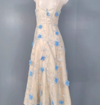 Sweet A-Line 3D Floral Embroidery Tulle Long Classy Prom Dress