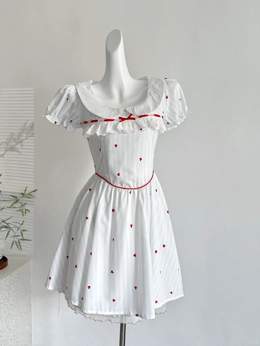 Sweet And Cute White Doll Collar Printed A-Line Short 16Th Birthday Homecoming Dress Main image