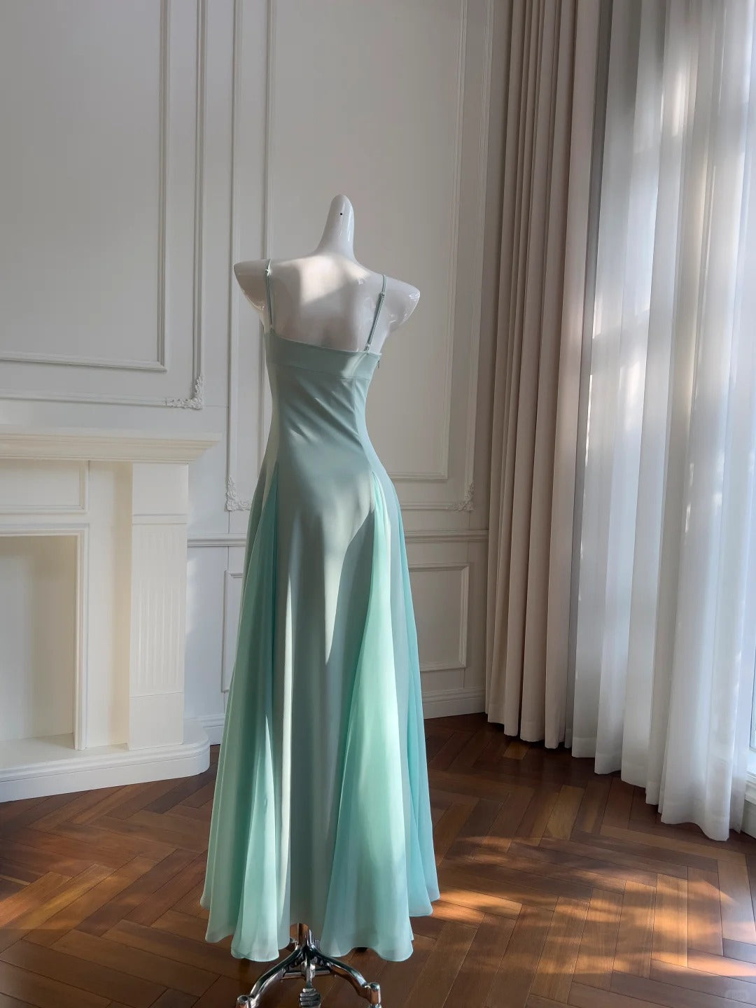 Sweet A-Line Strap Chiffon Long Classy Prom Dress