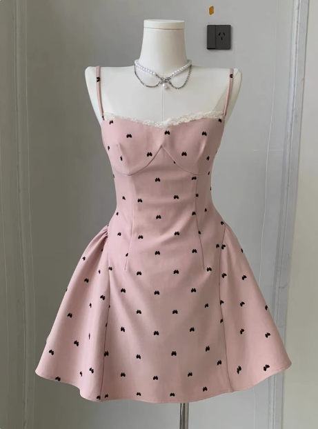 Sweet Bow Backless Pink Sling Puffy Birthday Dress Homecoming Dress Main image