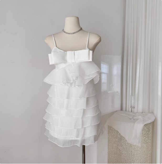 Sweet Bow Stitching Ruffle Sling Cake Birthday Skirt Homecoming Dress Secondary image