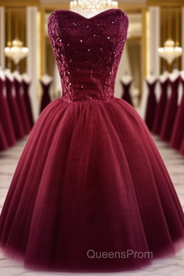Sweet Burgundy Tulle Ball Party Dress , Homecoming Dress Main image