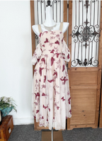 Sweet Butterfly Printed Strap Puff Sleeve Midi-Length Tulle Classy Prom Dress