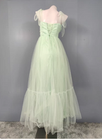 Sweet Green A-Line Tulle Long Classy Prom Dress Bridesmaid Dress