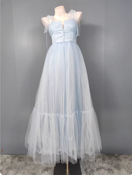 Sweet Green A-Line Tulle Long Classy Prom Dress Bridesmaid Dress