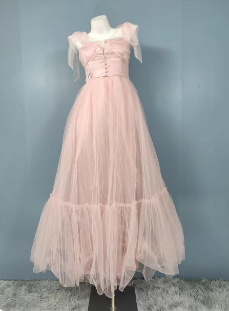 Sweet Green A-Line Tulle Long Classy Prom Dress Bridesmaid Dress