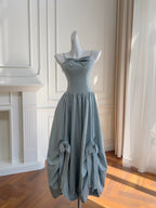 Sweet Light Blue Bud Strappy Bow Classy Prom Dress