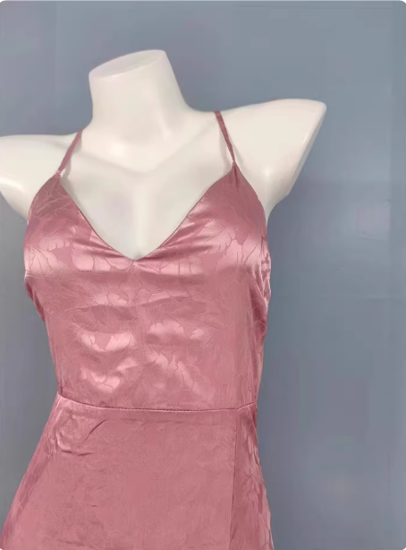 Sweet Pink Mermaid Cross-Ribbon Embroidered Satin Slit Long Classy Prom Dress
