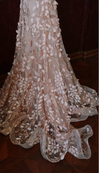 Sweet Pink Mermaid Sweetheart Neckline 3D Petal Tulle Long Classy Prom Dress