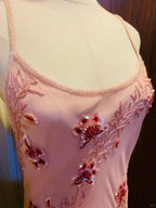 Sweet Pink Sequined Beaded Halter Chiffon Long Classy Prom Dress