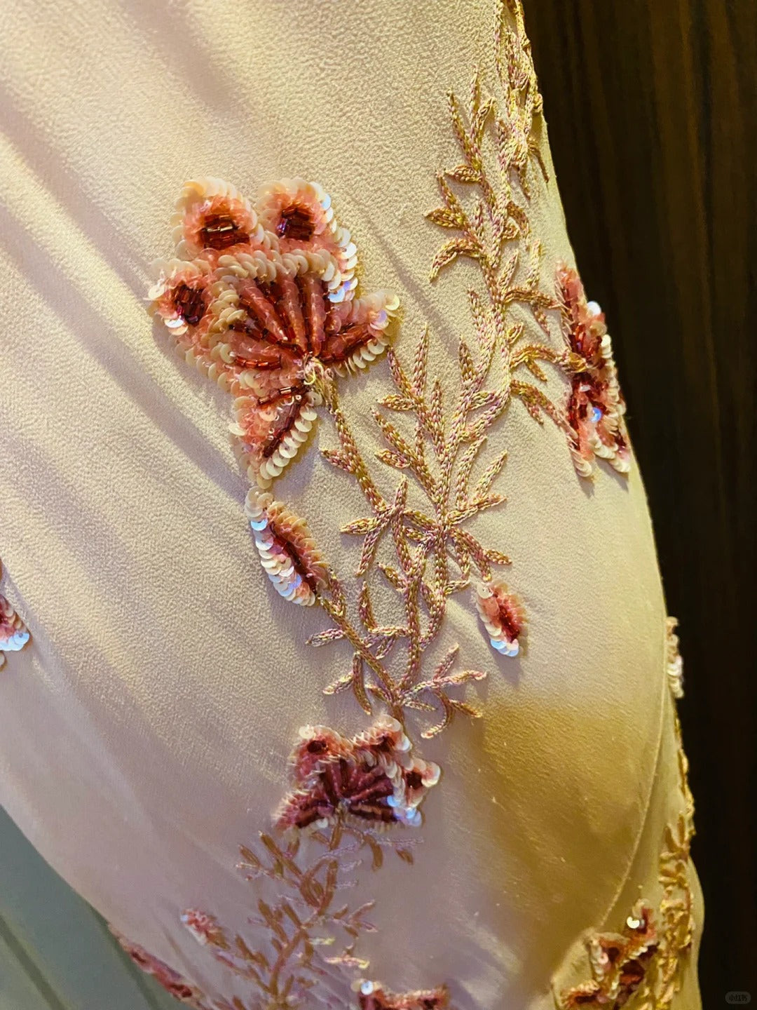 Sweet Pink Sequined Beaded Halter Chiffon Long Classy Prom Dress