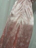 Sweet Pink Spaghetti Strap Embroidered Jacquard Satin Classy Prom Dress