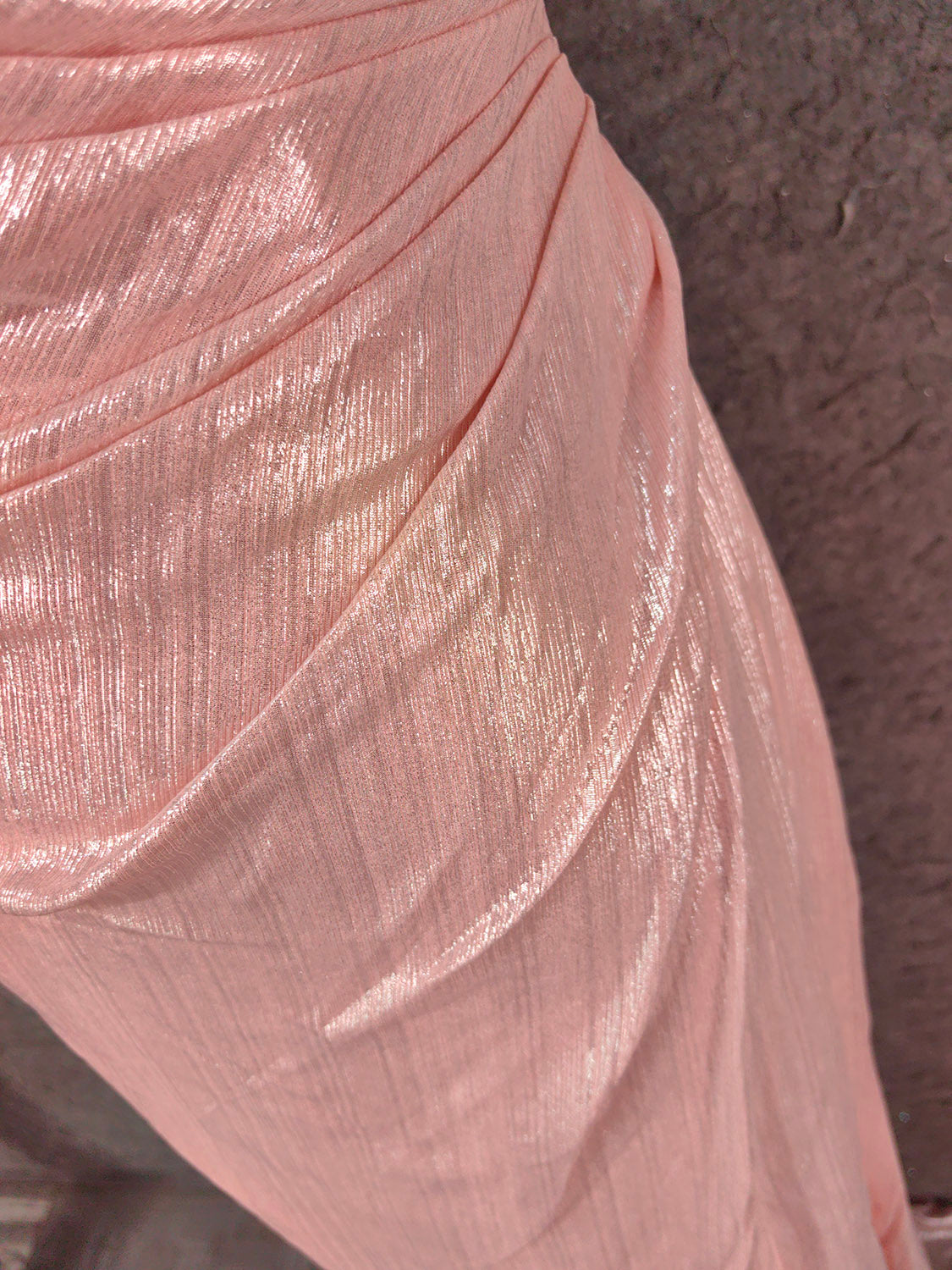 Sweet Pink Spaghetti Strap V-Neck Ruffled Open Back Satin Train Classy Prom Dress Bridesmaid Dress