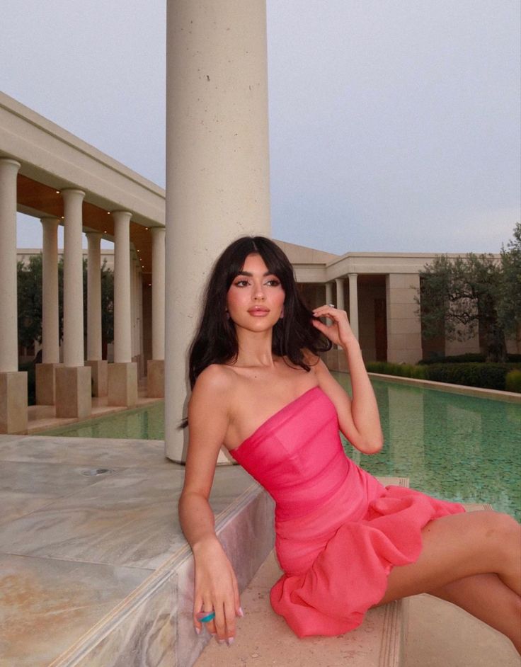Sweet Pink Tube Top Flower Bud 17Th Birthday Homecoming Dress