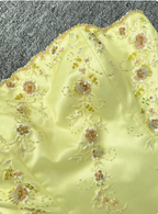 Sweet Princess Yellow A-Line Strapless Beaded Embroidered Tulle Long Classy Prom Dress