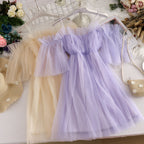 Sweet Spaghetti Strap Fairy Mid-Length Mesh Dress