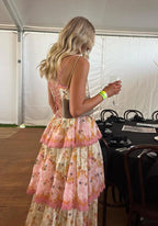 Sweet Straps Tiered A-Line Long Party Dress