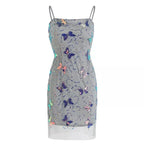 Sweet Suspenders Light Blue Bow Sequined Birthday Skirt Homecoming Dress