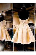 Sweetheart A-Line Knee Length Satin Homecoming Dress With Beading