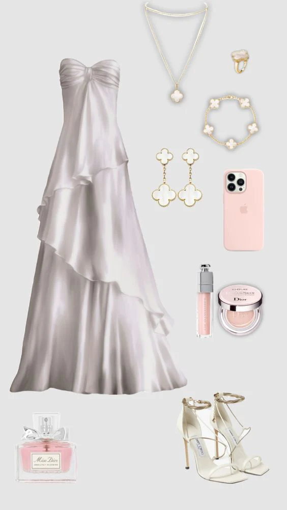 Sweetheart A Line White Long Classy Prom Dress Party Dress Secondary image