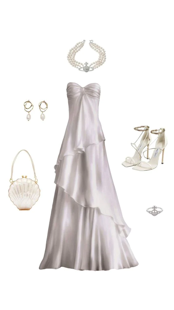 Sweetheart A Line White Long Classy Prom Dress Party Dress