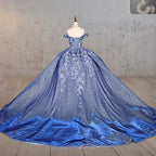Sweetheart Ball Gown Off-the-shoulder Quinceanera Dresses with 3D Flower and Pearls