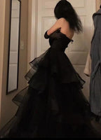 Sweetheart Black Rufflue Long Classy Prom Classy Evening Dress