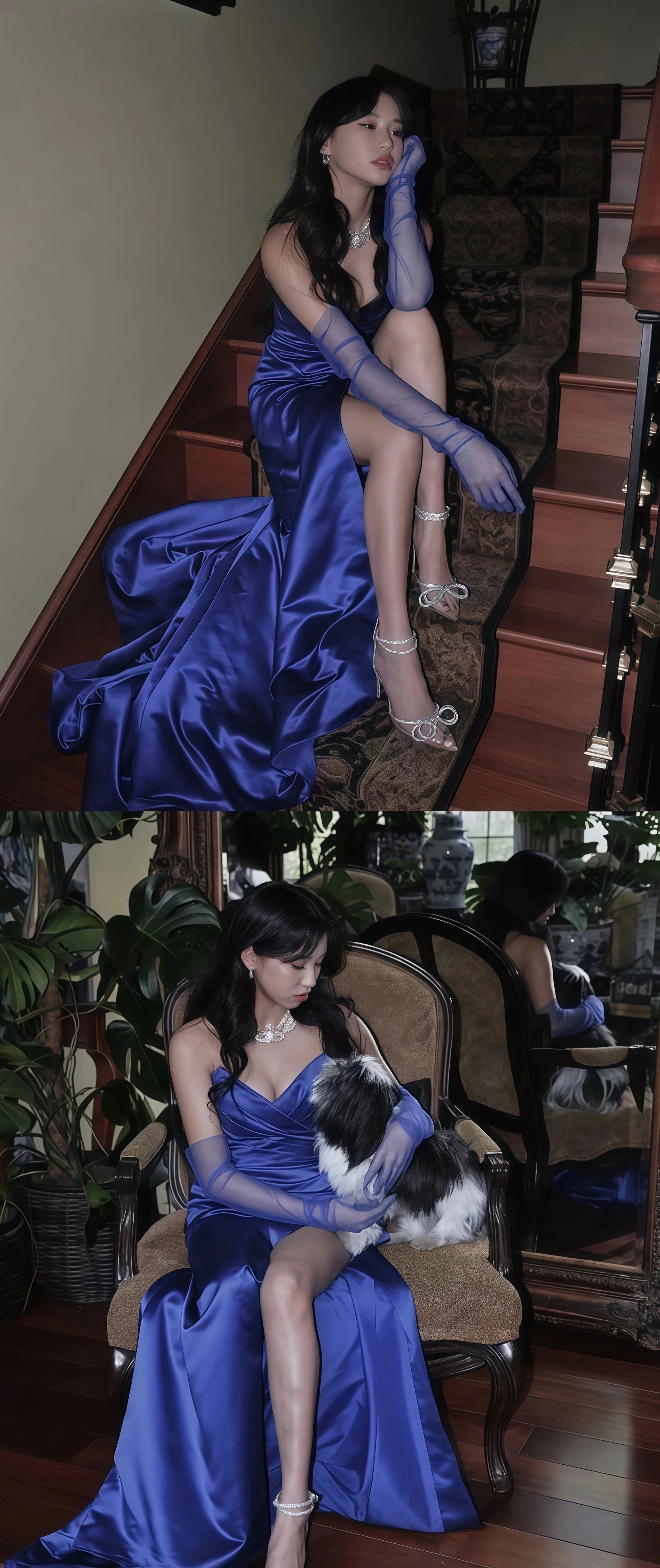 Sweetheart Blue Classy Prom Girls Dress, Pleated Long Classy Prom Dress With Side Slit Main image