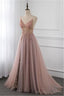 Sweetheart Crystal Prom Dresses Straps Spaghetti Tulle Evening Gown Split Side