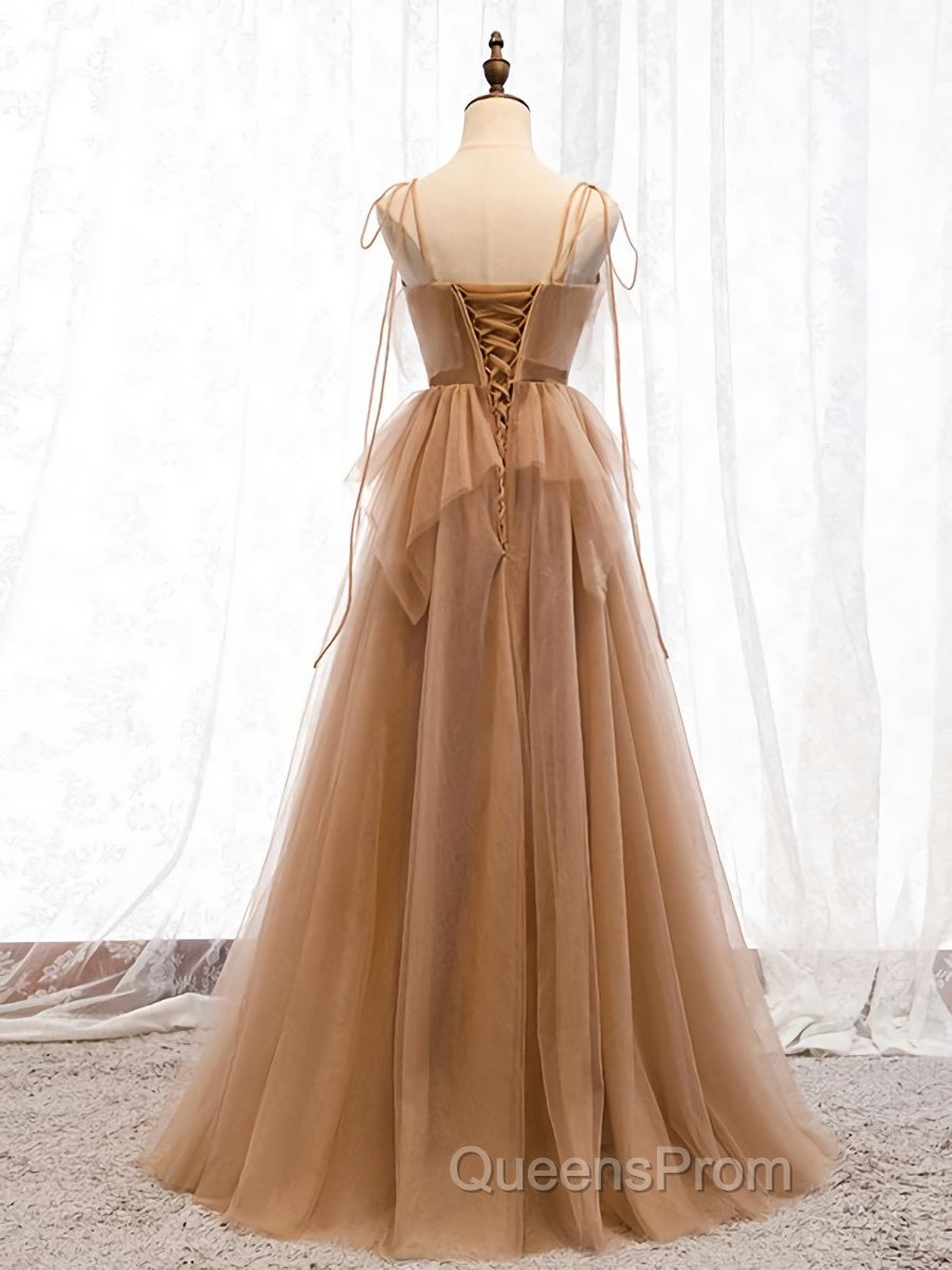 Sweetheart Neck Floor Length Champagne Lace Evening Prom Dress, Long Champagne Lace Formal Evening Dress Secondary image