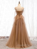 Sweetheart Neck Floor Length Champagne Lace Evening Prom Dress, Long Champagne Lace Formal Evening Dress