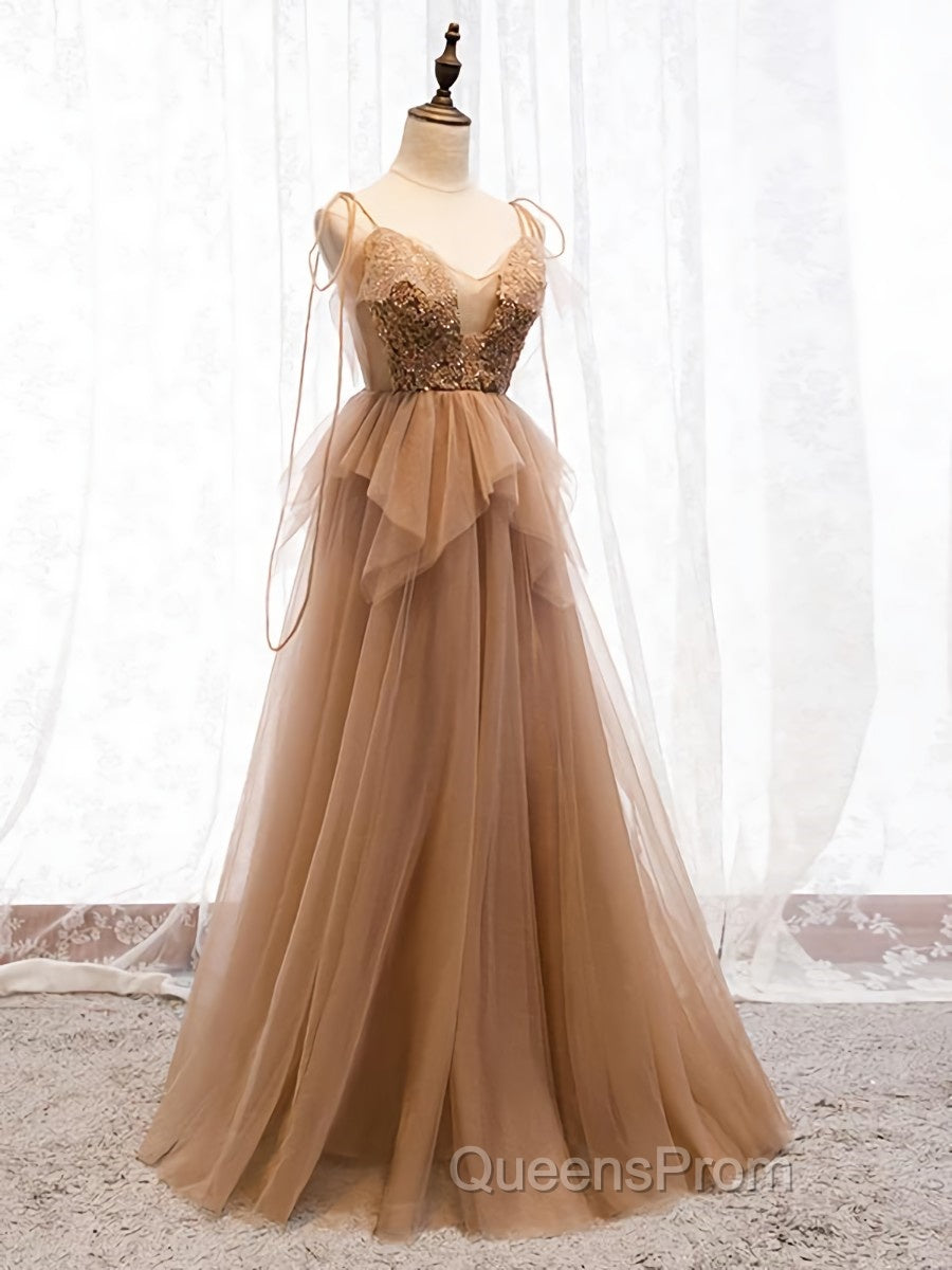 Sweetheart Neck Floor Length Champagne Lace Evening Prom Dress, Long Champagne Lace Formal Evening Dress