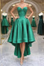 Sweetheart Neck Green High Low Evening Prom Dress, Green High Low Graduation Homecoming Dress