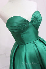 Sweetheart Neck Green High Low Evening Prom Dress, Green High Low Graduation Homecoming Dress