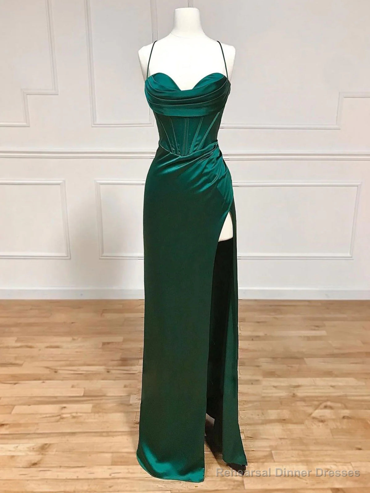 Sweetheart Neck Green Mermaid Long Prom Dresses, Green Long Formal Evening Dresses Main image