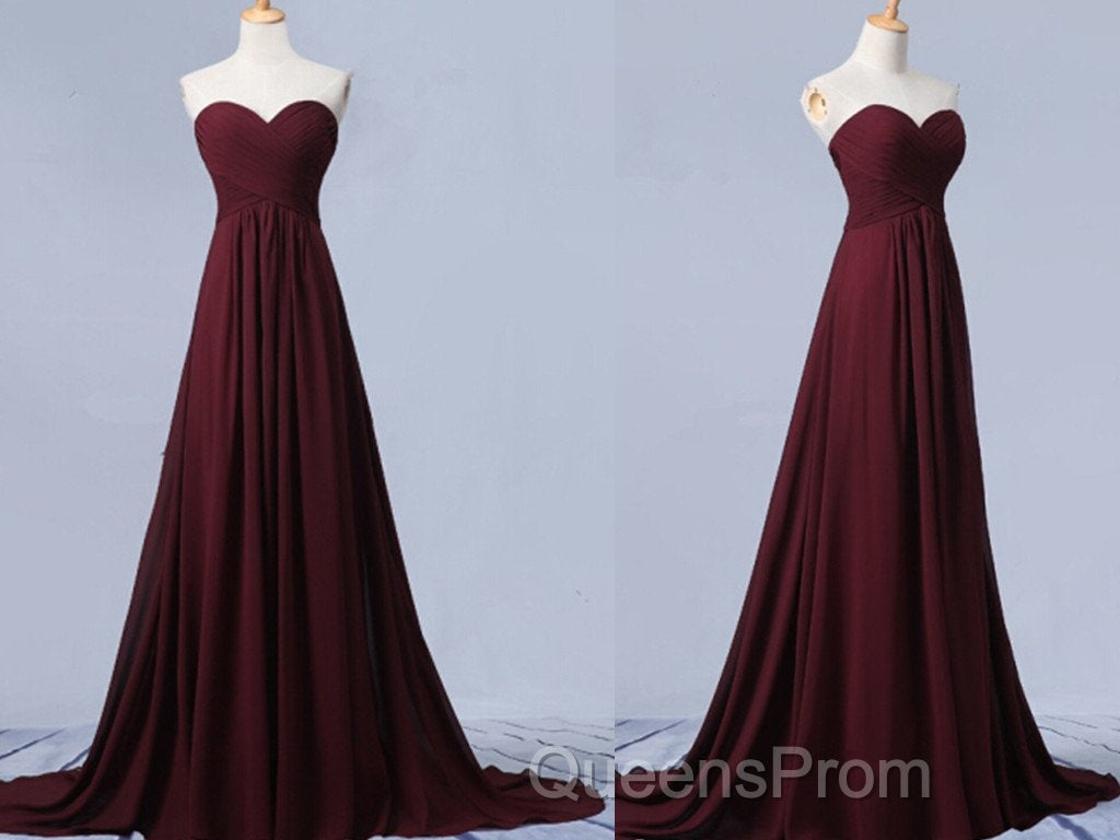 Sweetheart Neck Maroon Long Evening Prom Dress, Burgundy Long Formal Bridesmaid Dress Secondary image
