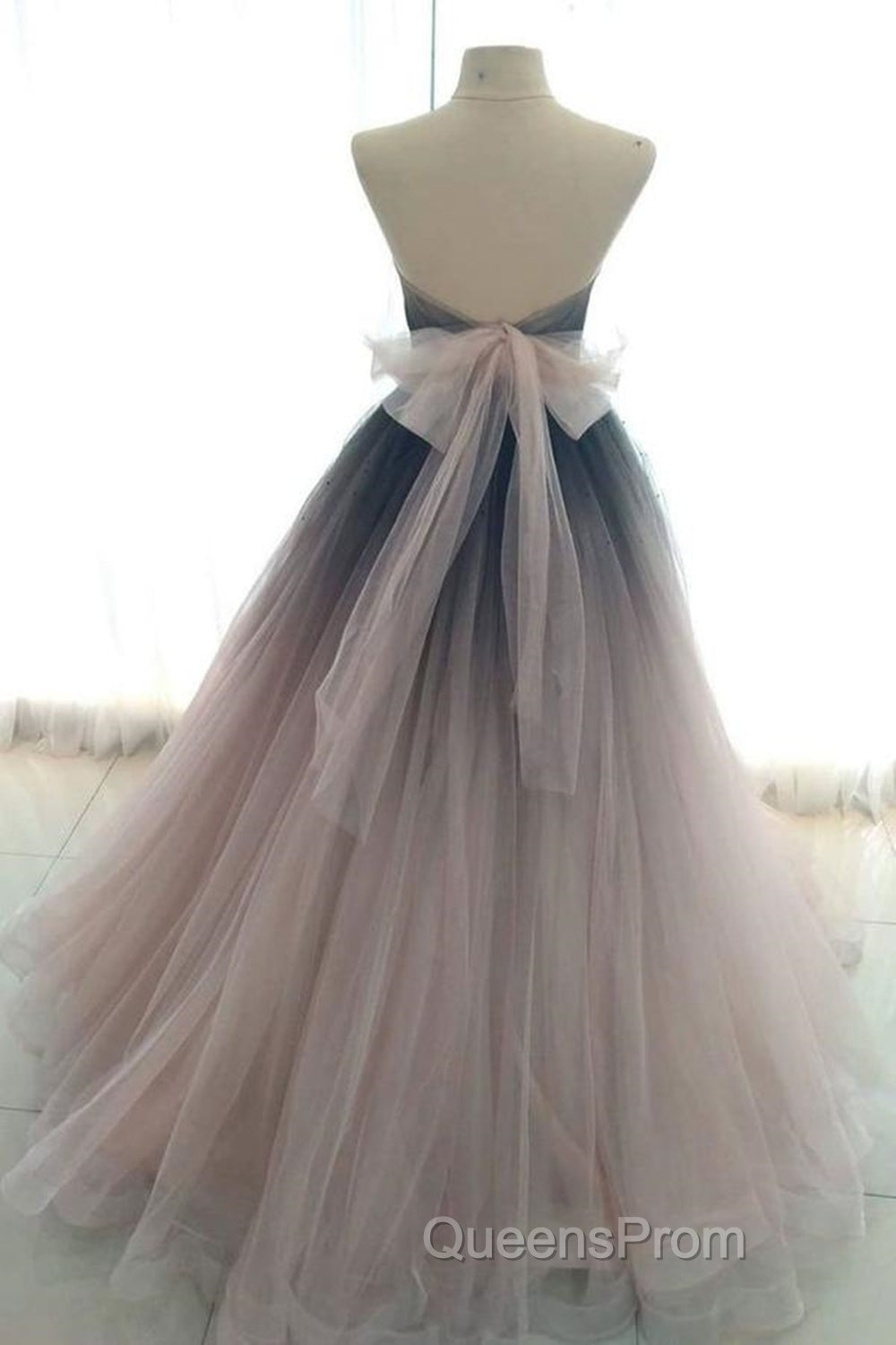 Sweetheart Neck Open Back Ombre Long Evening Prom Dress, Ombre Formal Evening Dress Secondary image