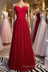 Sweetheart Neck Red Long Evening Prom Dress, Red Long Formal Evening Dress