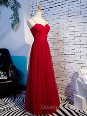 Sweetheart Neck Red Long Evening Prom Dress, Red Long Formal Evening Dress