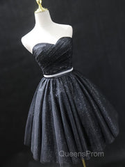 Sweetheart Neck Short Black Evening Prom Dress, Little Black Formal Evening Graduation Dress