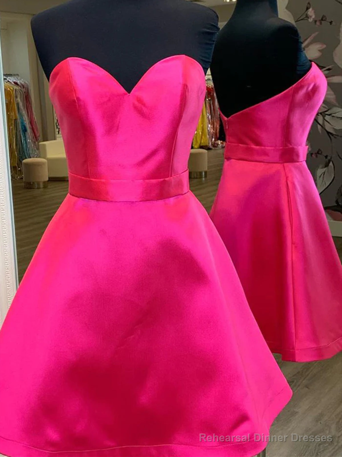 Sweetheart Neck Short Pink Prom Dresses, Short Pink Formal Homecoming Dresses Main image