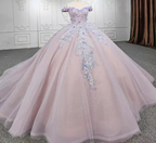 Sweetheart Off The Shoulder Beaded Floral Appliqu¨¦ Quincea?Era Ball Gown