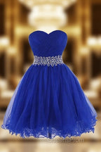 Sweetheart Royal Blue Homecoming Dress Short Evening Prom Dress With Beading