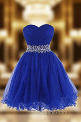 Sweetheart Royal Blue Homecoming Dress Short Evening Prom Dress With Beading