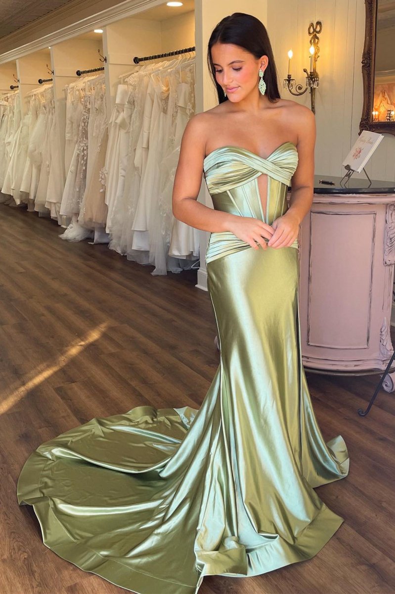 Sweetheart Satin Mermaid Long Prom Dress With Slit Secondary image