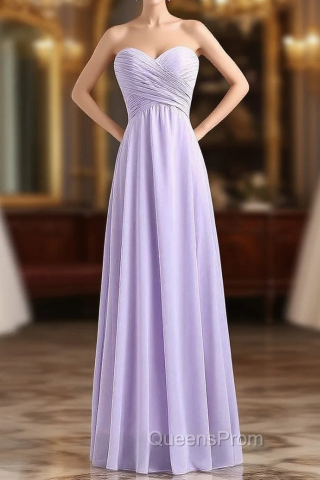 Sweetheart Sleeveless Chiffon Long Bridesmaid Dress Main image