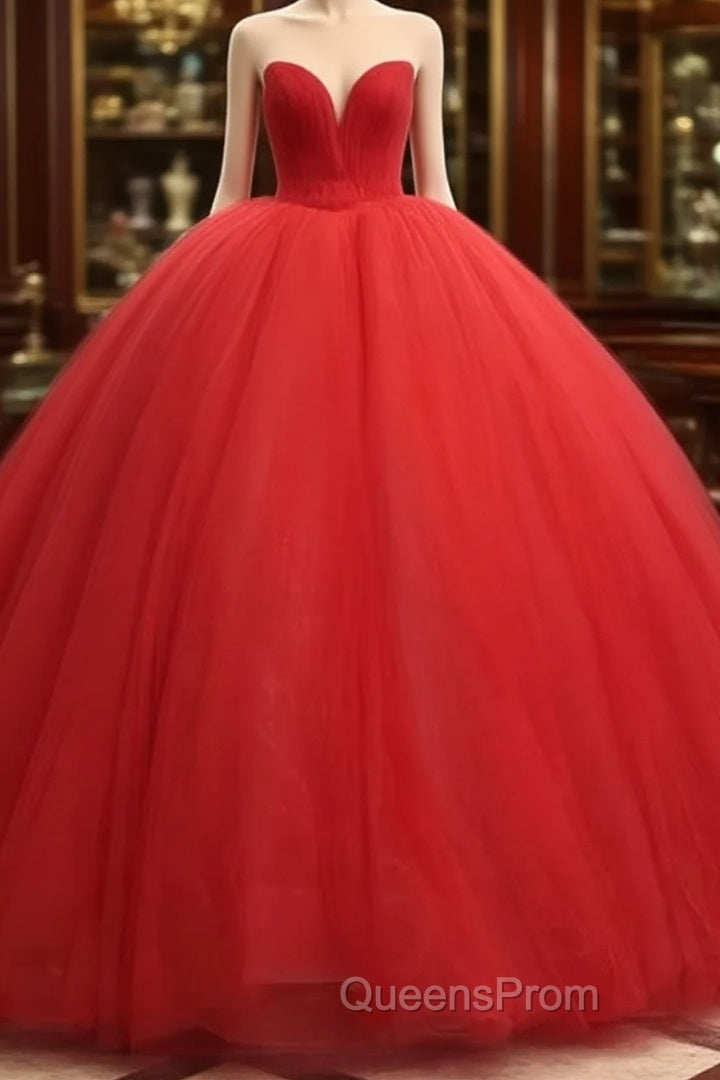 Sweetheart Sleeveless Red Wedding Desses Tulle Quinceanera 16 Dress Main image