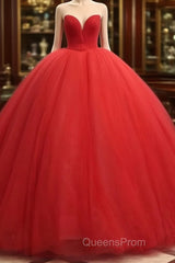 Sweetheart Sleeveless Red Wedding Desses Tulle Quinceanera 16 Dress
