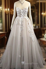 Sweetheart Sleeveless Sweep/Brush Train A-Line Wedding Dress