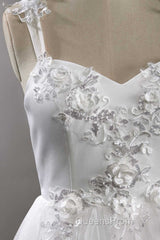 Sweetheart Strap Flower A-Line Wedding Dress